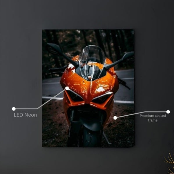 🔥 Sürat ve Stil: Turuncu Motosiklet Neon poster