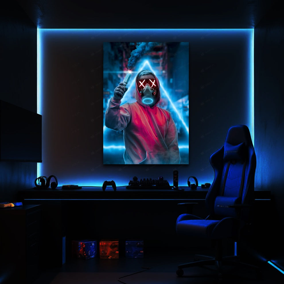 😈 Neon Maske Poster – Asi Ruhun Yansıması