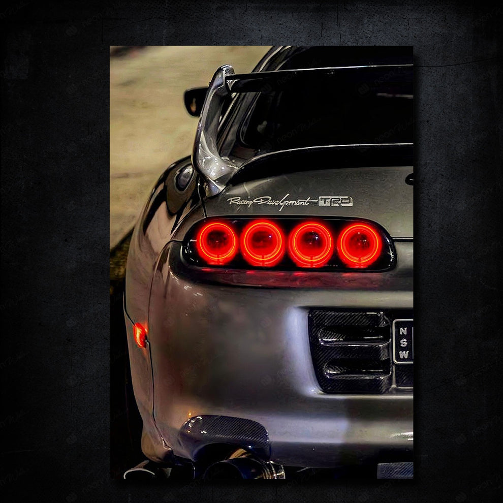 🔥 Neon Poster - Efsanevi Supra TRD Arkadan Görünüm