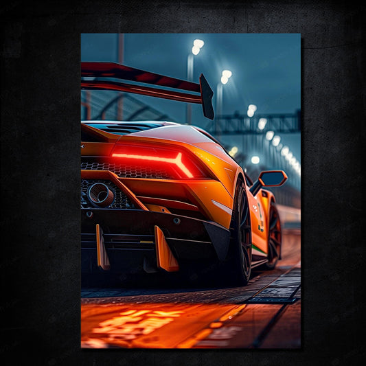 🟣 Neon Poster - Lamborghini Huracán Gece Yarışı