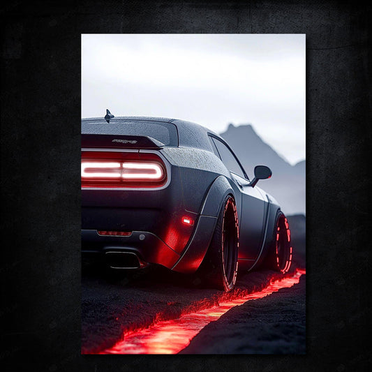🟣 Neon Poster - Dodge Challenger SRT Volkan Yolu