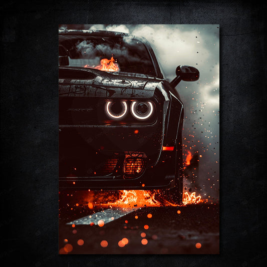🔥 Neon Poster - Dodge Challenger SRT Ateşin İçinden!