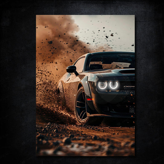 🟣 Neon Poster - Dodge Challenger Drift Edisyonu